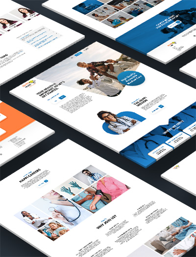 Web design mockups on a canvas